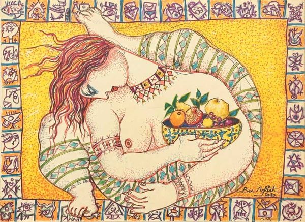 Mohamed Ben Meftah - Odolisque au fruit 1980